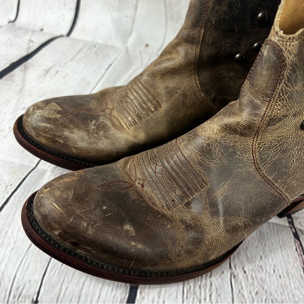 Shyanne Brown Ankle Leather Western Studded Fringe Bo… Gem